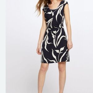 NIC+ZOE Navy and White Iris Twist Dress